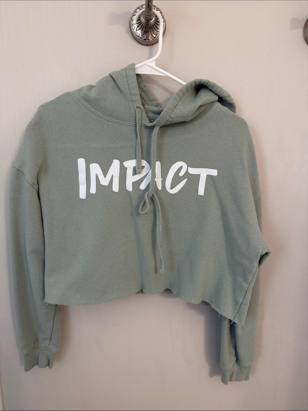 IMPACT Cropped Hoodie in Sage Green